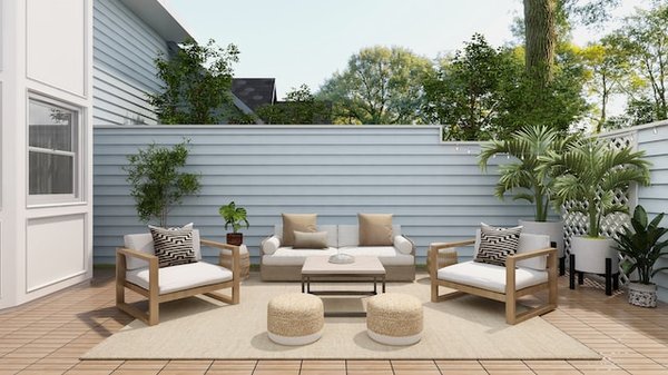 Un tapis de terrasse pour un coin extérieur remarquablement agréable